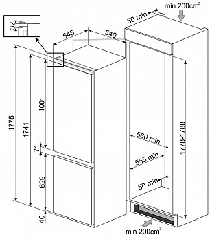 картинка Встраиваемый холодильник Smeg C8175TNE 