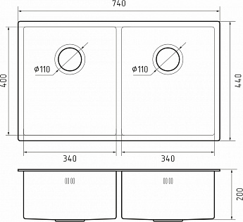 картинка Мойка для кухни Rivelato Rinox 7444 U2  картинка Мойка для кухни Rivelato Rinox 7444 U2
