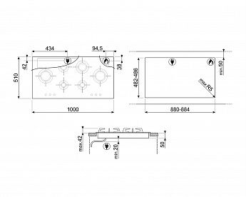картинка Газовая варочная панель Smeg PVL6106CN 