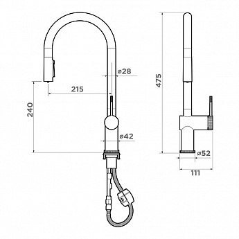 картинка Смеситель Omoikiri Tahara-SB LG 