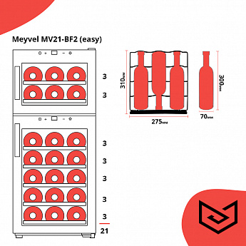 картинка Отдельностоящий винный шкаф Meyvel MV21-BF2 (easy)  картинка Отдельностоящий винный шкаф Meyvel MV21-BF2 (easy)