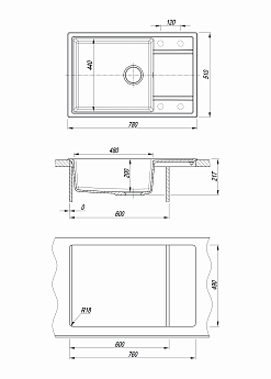 картинка Мойка для кухни Florentina ЛИПСИ 780 XL 