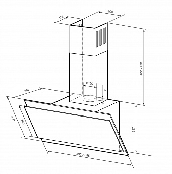 картинка Кухонная вытяжка Lex FURIA 600 BLACK 